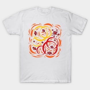 Folk floral art print  Flowers abstract art  poster T-Shirt